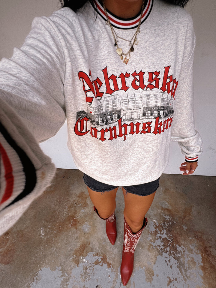 Nebraska Cornhuskers Memorial Crew Sweatshirt - Ash