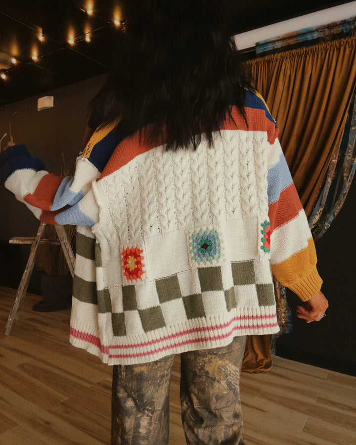 Rustic Soul Patchwork Cardigan - Cream Multi