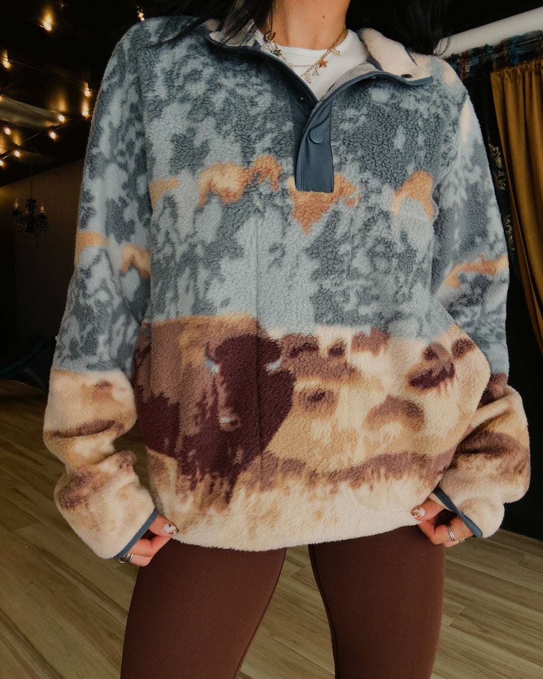 Buffalo Trails Half-Snap Pullover - Blue/Brown