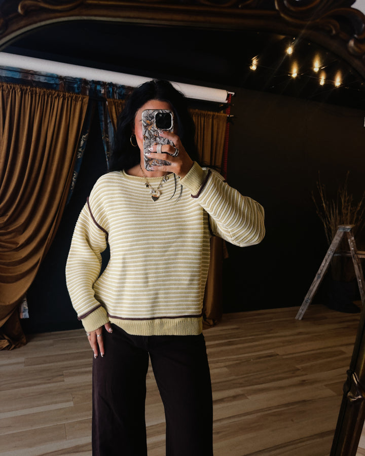 Golden Hour Striped Sweater - Mustard/Cream/Brown