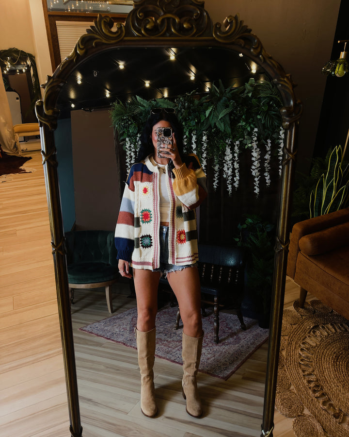 Rustic Soul Patchwork Cardigan - Cream Multi