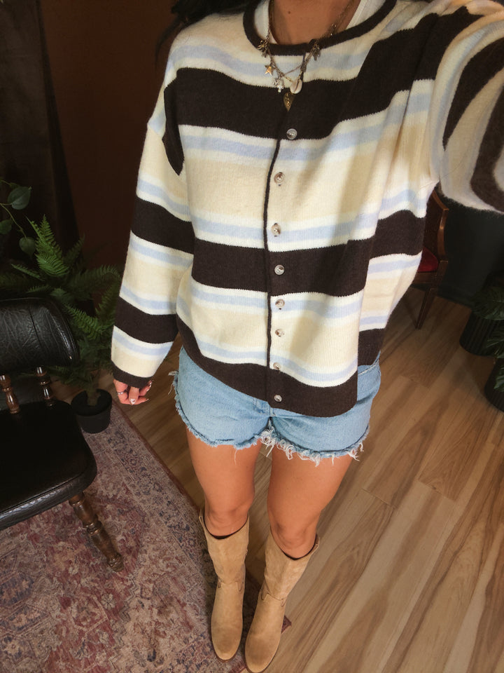 Bluebell Stripe Cardigan - Brown Multi
