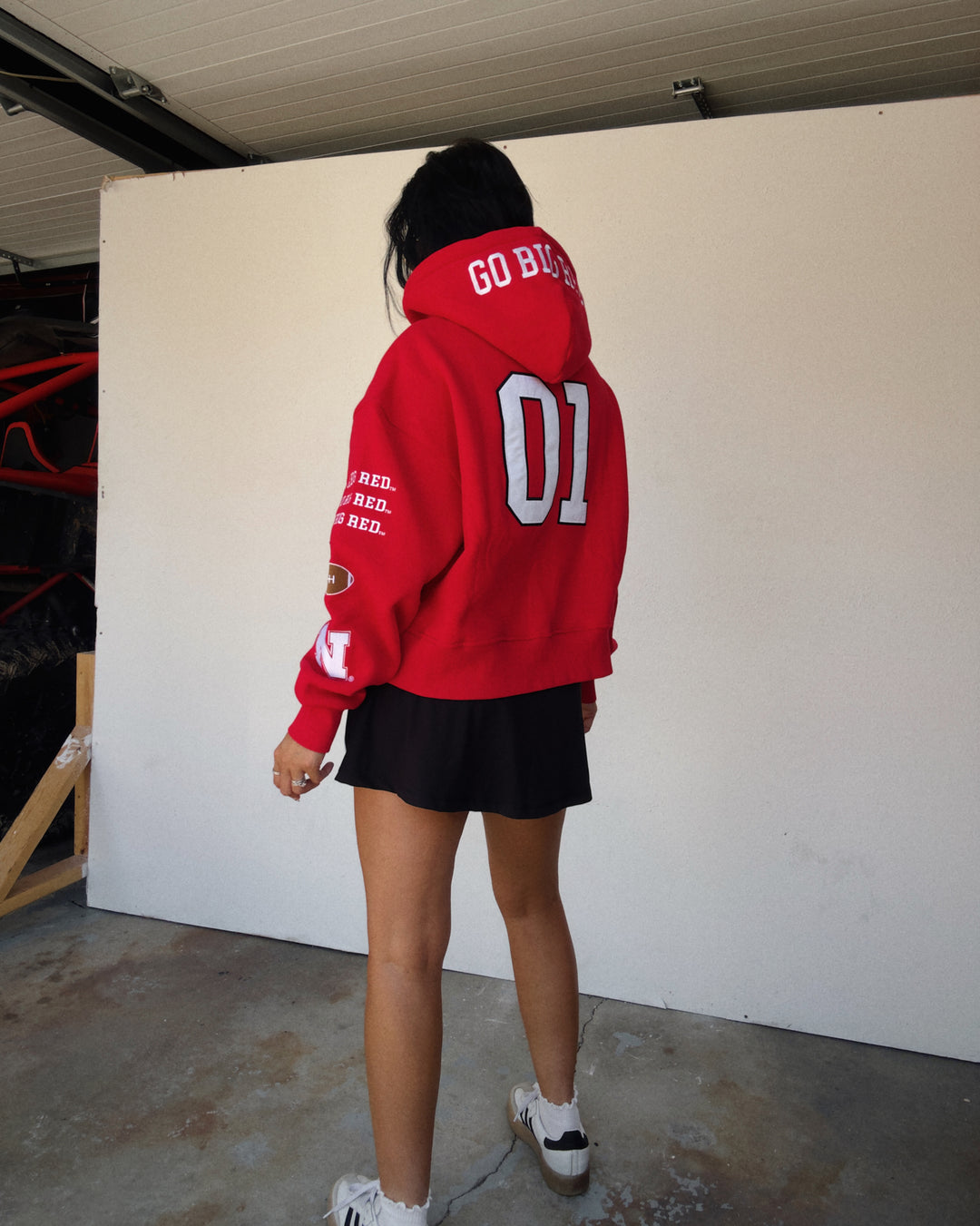 Nebraska Patch Boxy Hoodie - Red