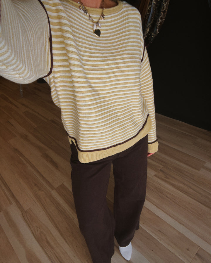 Golden Hour Striped Sweater - Mustard/Cream/Brown