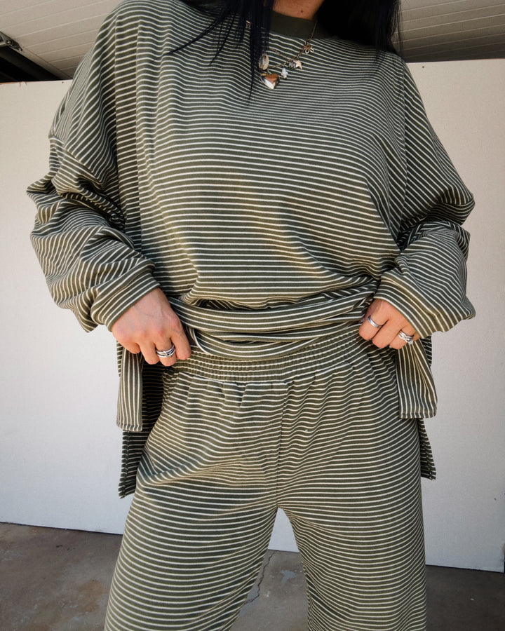 Levi Fleece Pants - Olive/Cream