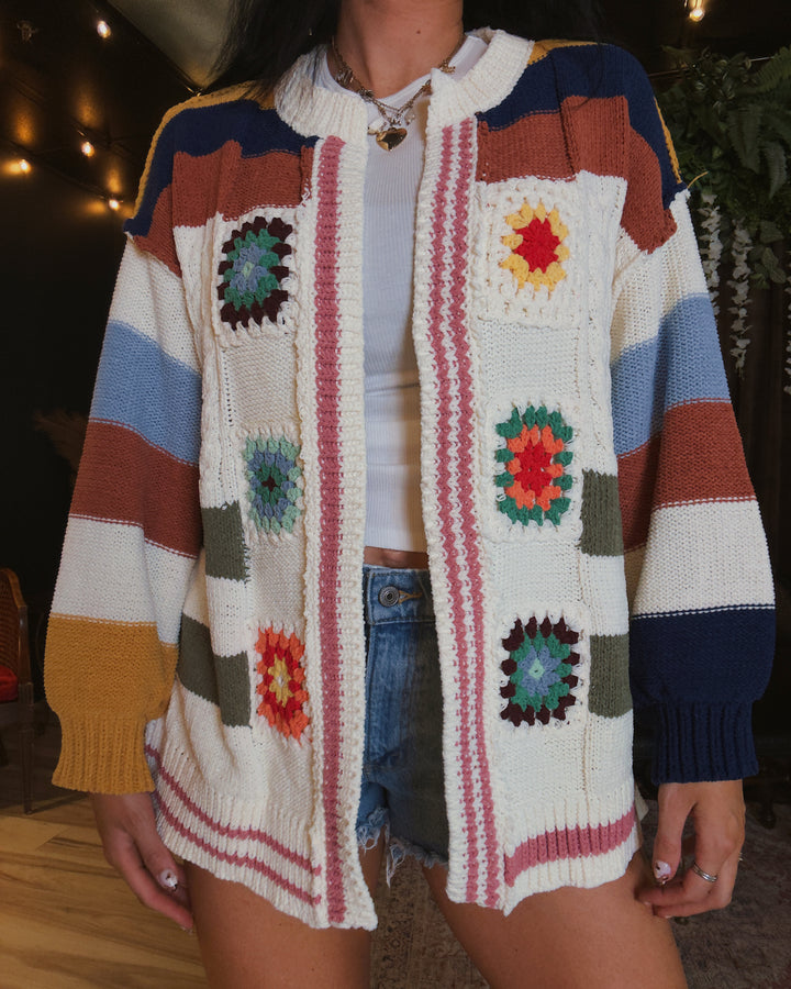 Rustic Soul Patchwork Cardigan - Cream Multi