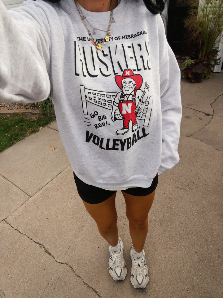 Herbie Husker Volleyball Sweatshirt - Ash