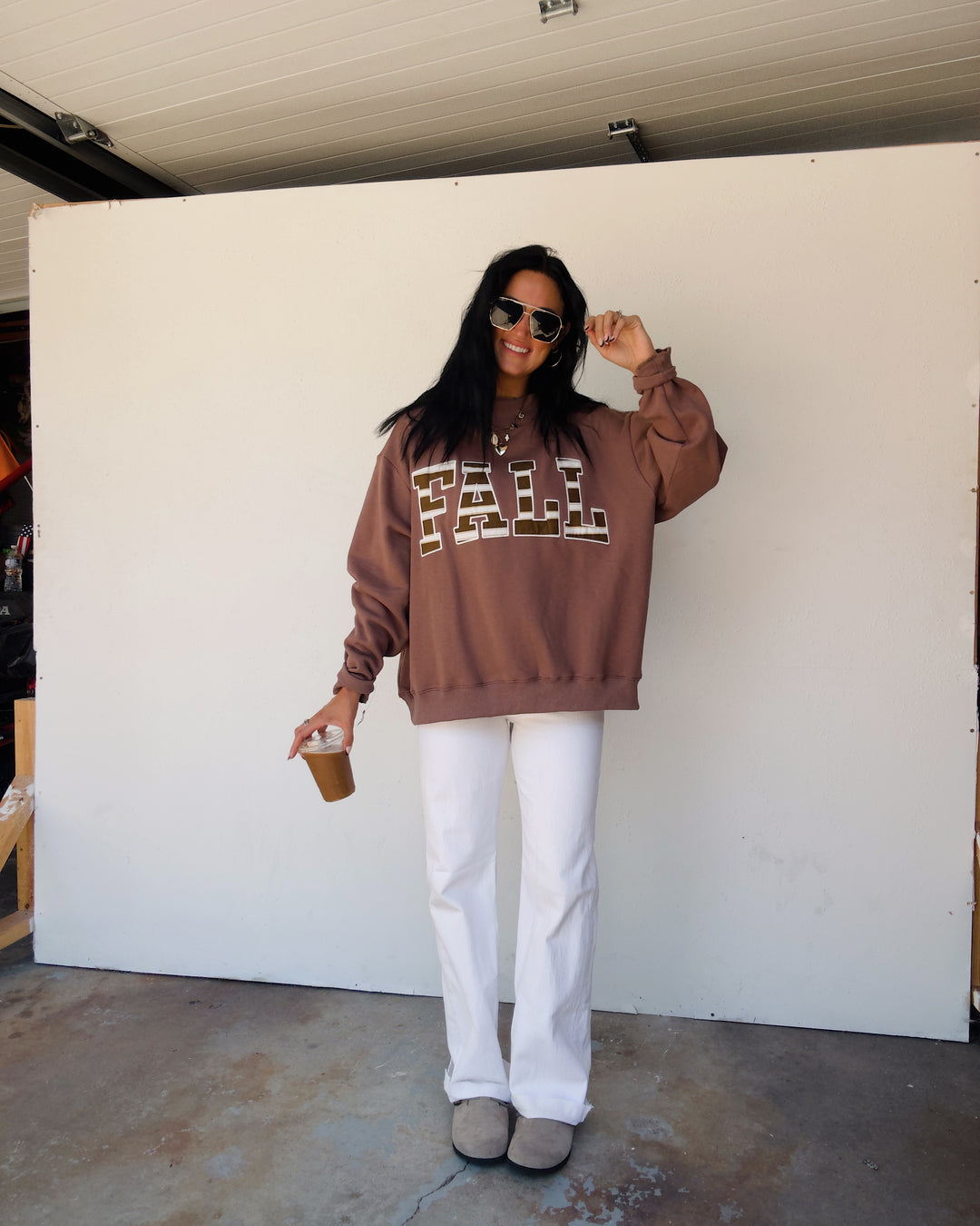 Fall Mock Neck Sweatshirt - Brown
