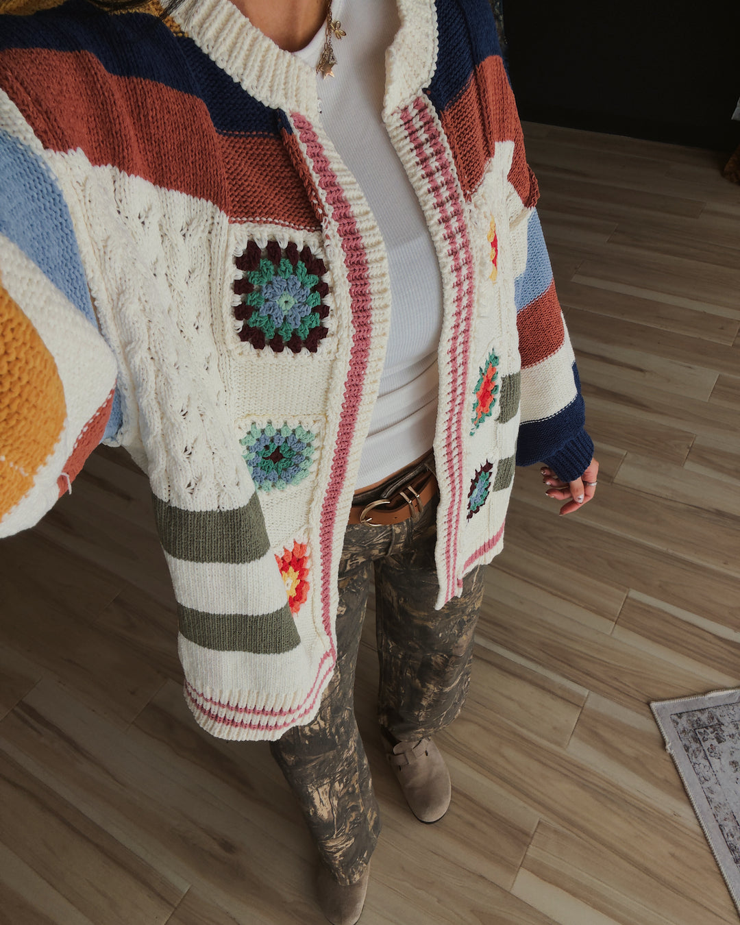 Rustic Soul Patchwork Cardigan - Cream Multi