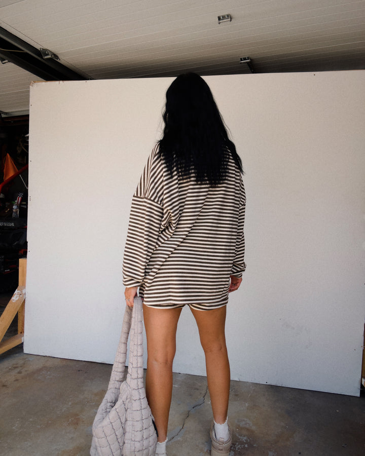 Morgan Striped Oversized Long Sleeve - Brown Multi