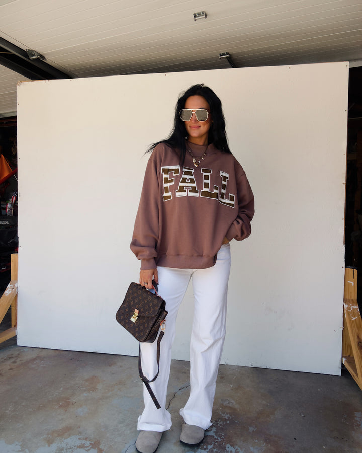 Fall Mock Neck Sweatshirt - Brown