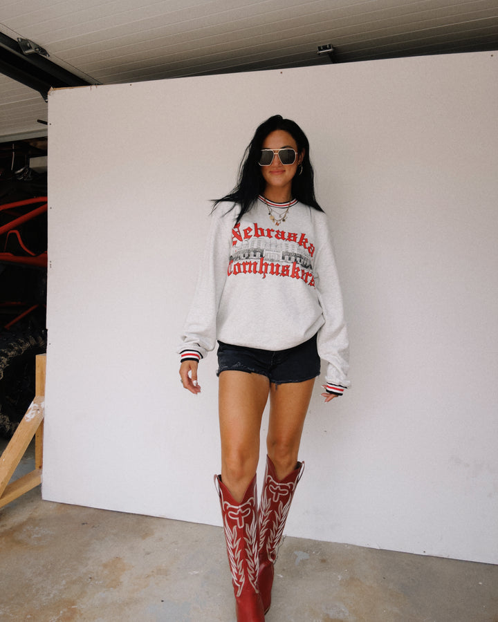Nebraska Cornhuskers Memorial Crew Sweatshirt - Ash