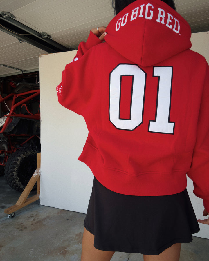 Nebraska Patch Boxy Hoodie - Red