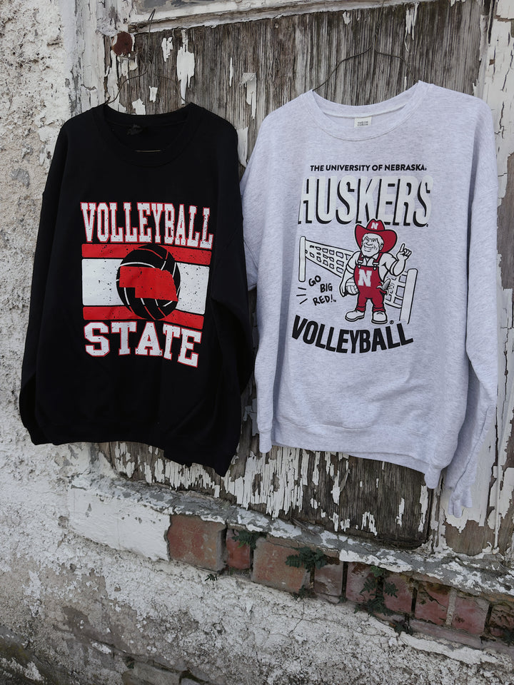 Herbie Husker Volleyball Sweatshirt - Ash
