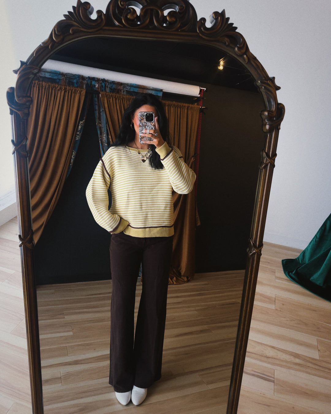 Golden Hour Striped Sweater - Mustard/Cream/Brown