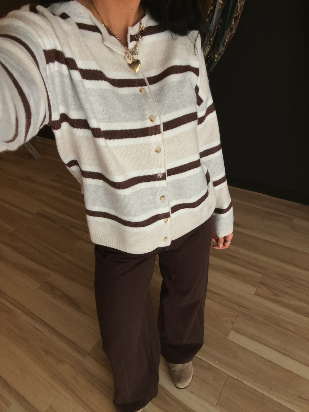 Cinnamon Stripe Cardigan - Ash Multi