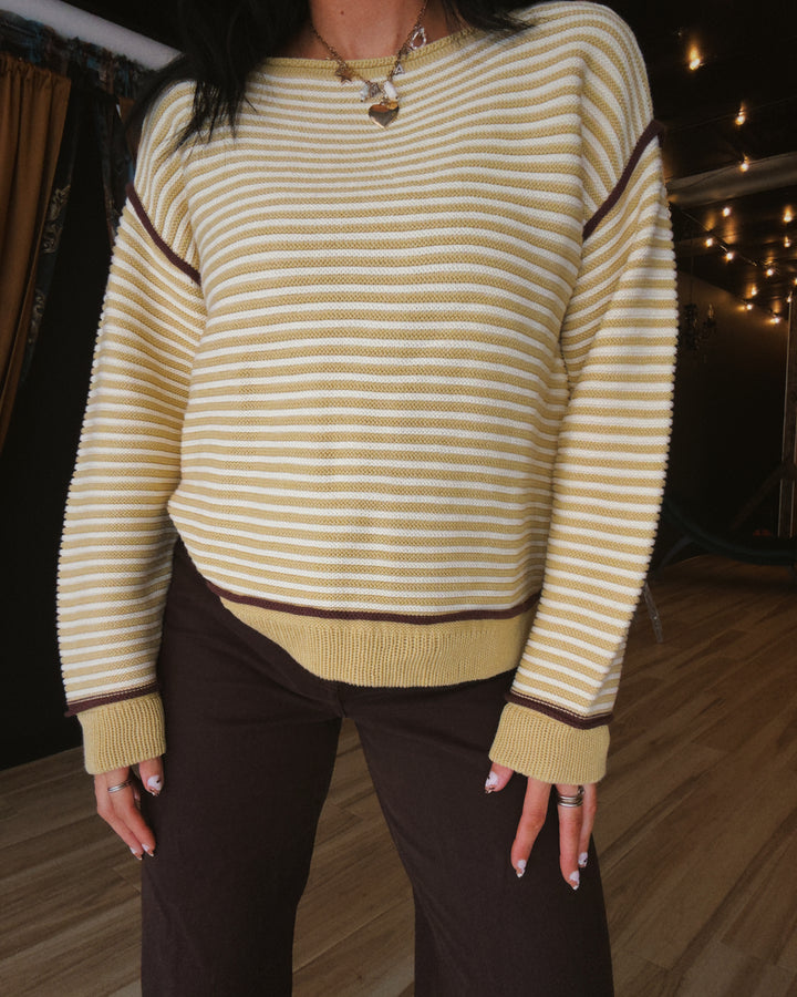 Golden Hour Striped Sweater - Mustard/Cream/Brown